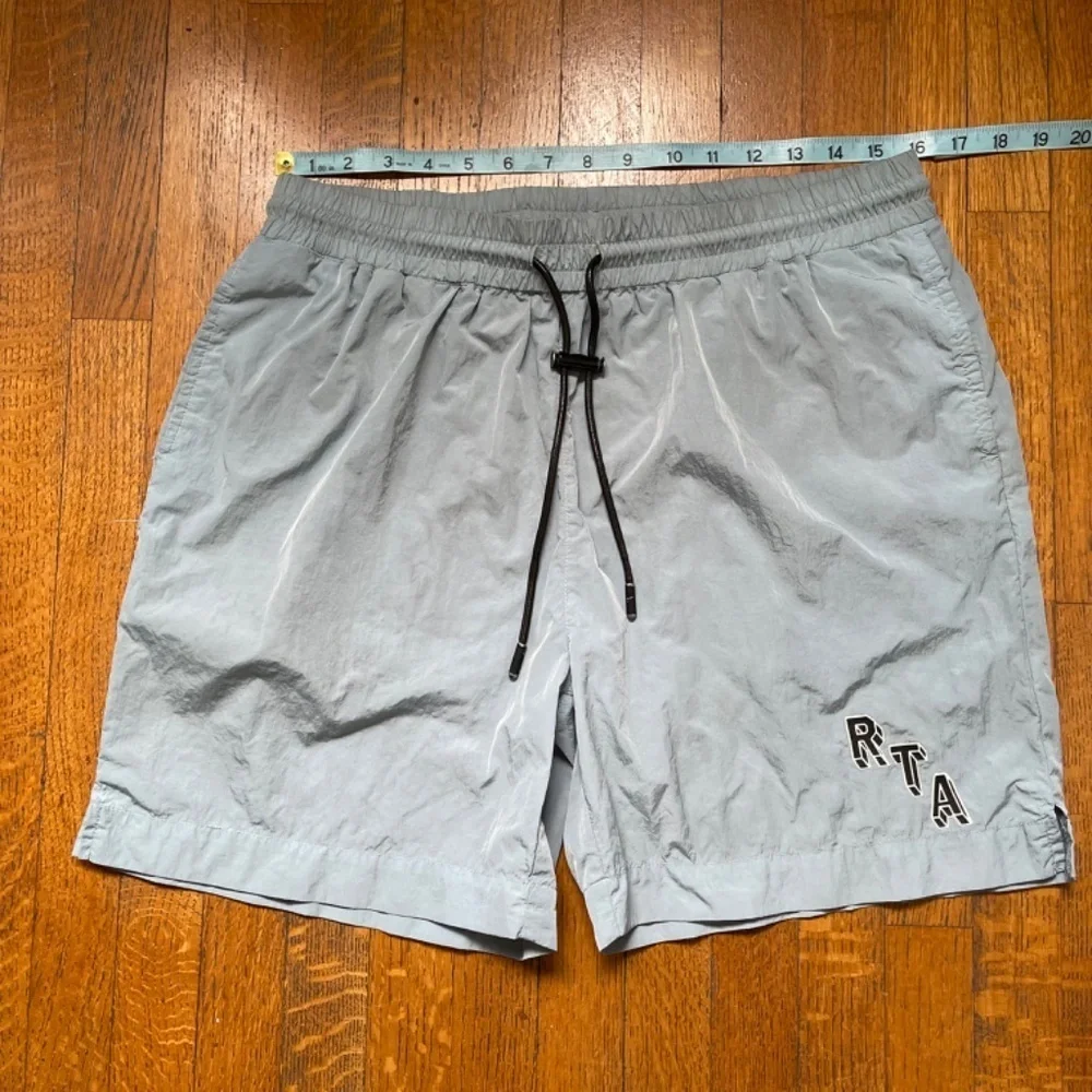RtA Drawstring Clyde Nylon Shorts in Light Blue with Drawstring Sz L